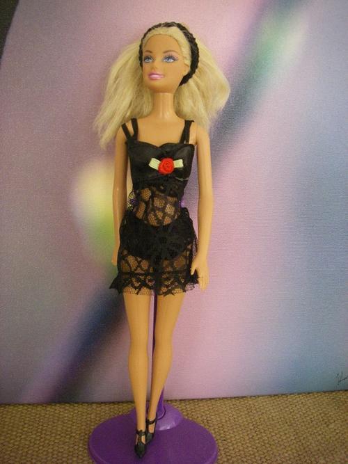 black panties bra lingerie satin lace nightie bedtime sleep wear barbie doll steffi love doll underwear