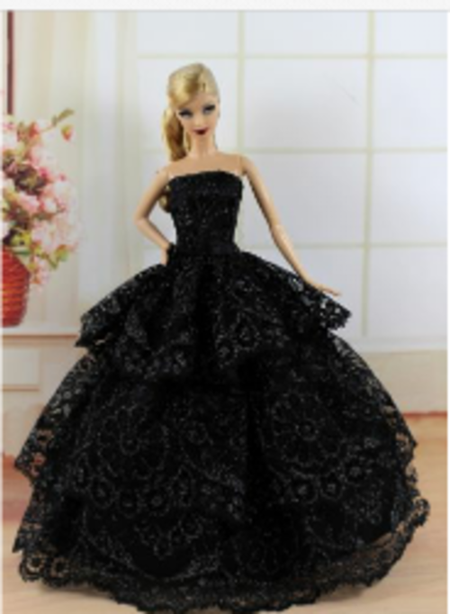 black layered barbie steffi love dress town summer winter formal ball gown dolls fashion clothing clothes