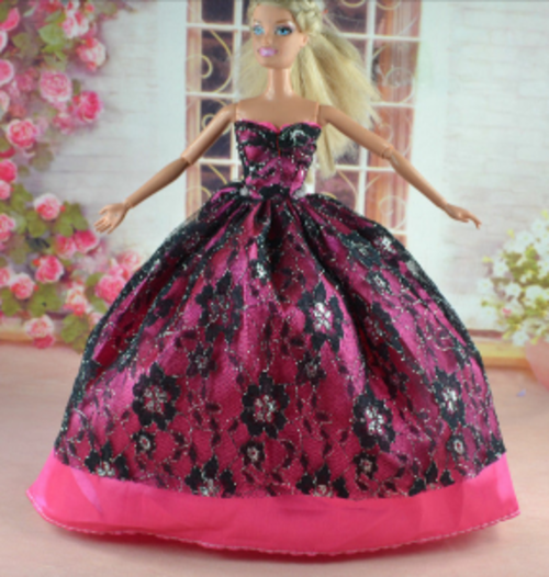 pink ball gown designer dress evening wear formal barbie steffi dolls fashion accessories clothes clothing tiara shoes