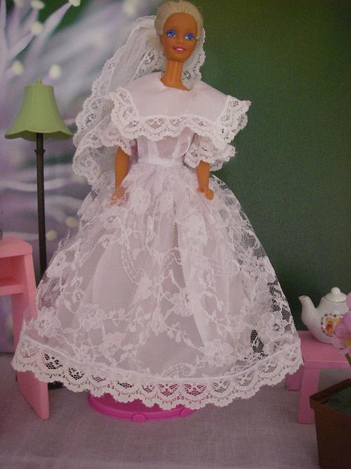 Wedding dress antique veil 1960 1966 vintage old barbie doll