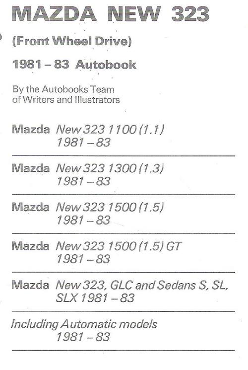 Cars - Mazda New 323 Owners Workshop Manual By: Auto Books was listed