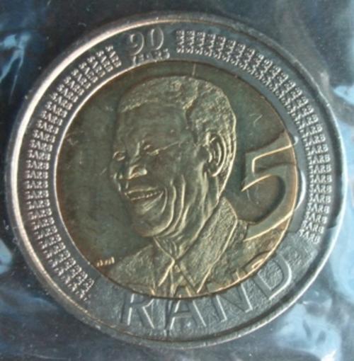 10 ten Mandela 90 Birthday R5 5 rand coins Uncirculated sealed small ziplock bag 1st first week of Issue Grade MS special bi-metal former president Nelson Mandela Nobel peace laureate  smiling wearing  signature patterned shirt face coin Today I am richer than yesterday unveiling celebration celebrating your life currency money south africa black leader silver gold coin collection collect collector edition bulk lot bid buy now must have gift present unbelievable cheap low price bargain crazy R1 one rand special wacky tuesday wednesday friday weekend nelson closing soon rare                                                                              