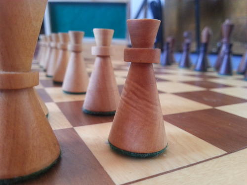 Close up view of pawns