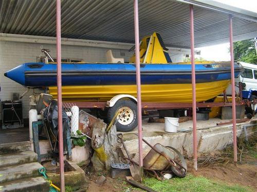 7.2 meter RIB  +  breakneck trailer.  Pontoons need redoing