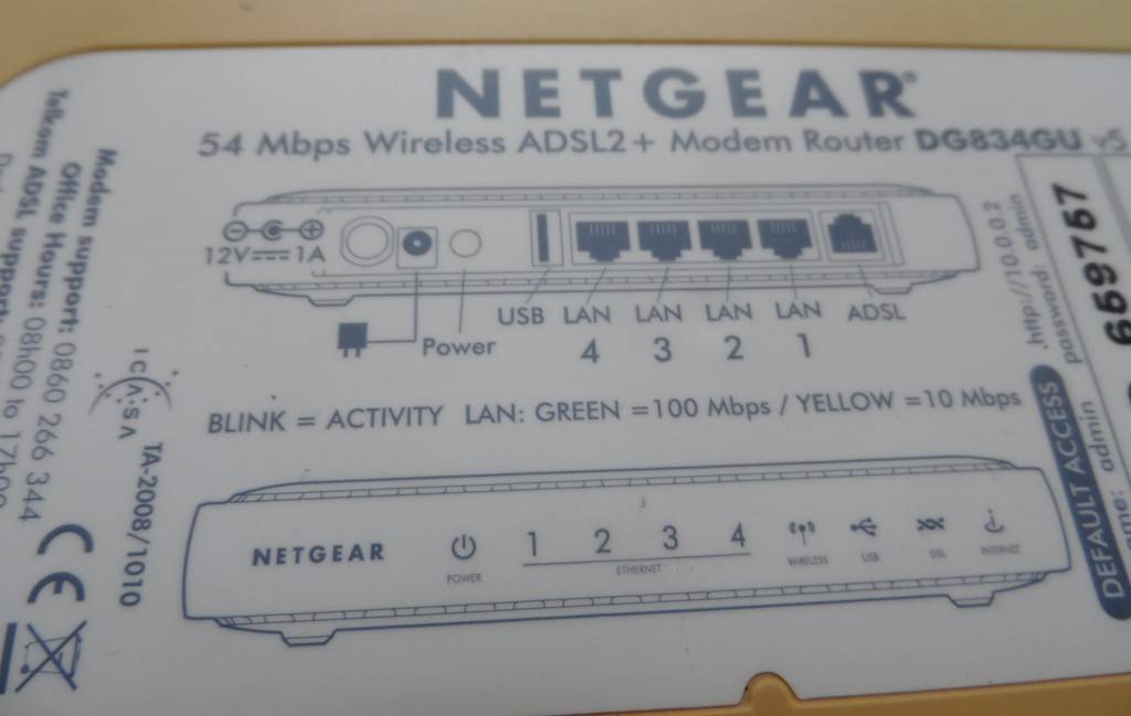 Wireless Routers - TELKOM ADSL NETGEAR MODEM ROUTER 54Mbps wireless ...