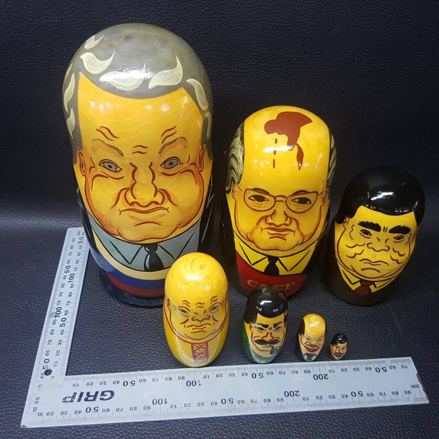 Wooden RARE!!! LARGE USSR Hand Painted Soviet Leader Russian Nesting