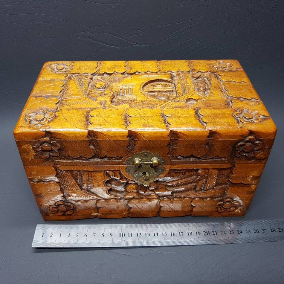 Wooden RARE!!! Large Handcrafted Oriental Jewelry Box!!! was sold for