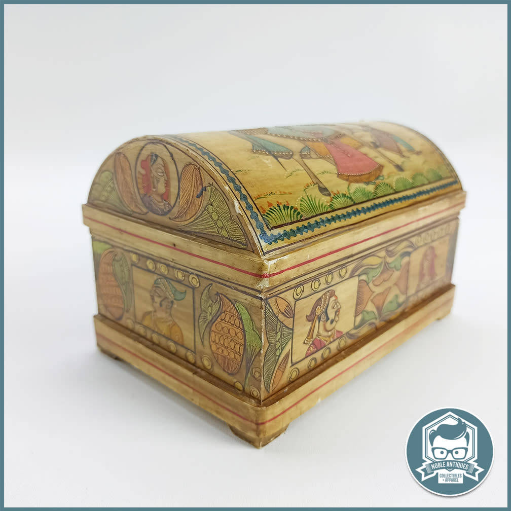 Jewellery Boxes Antique Lacquered Bone Scrimshaw and Inlay Trinket