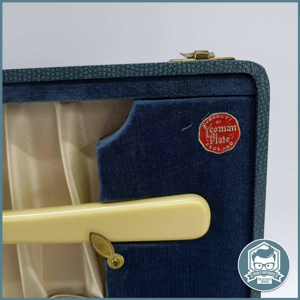 Cutlery Vintage Boxed Bone Handled English Silver Plate Fish Serving