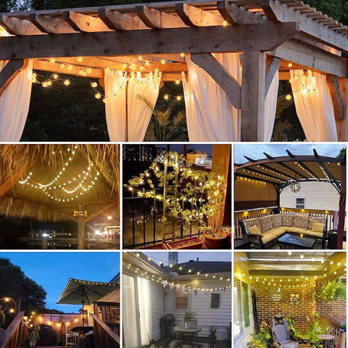 String Lights Solar String Lights Outdoor Spherical Bulbs Waterproof
