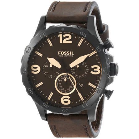 Fossil JR1487 Nate Chronograph Brown Genuine Leather Men’s Watch