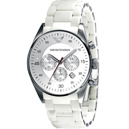 Men's Watches - Emporio Armani Sportivo White Strap Watch AR0595 was ...