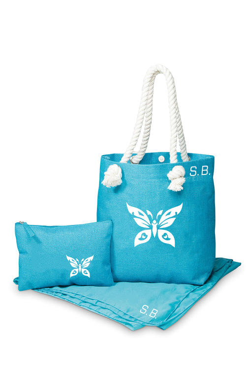 personalised bag set blue - butterfly
