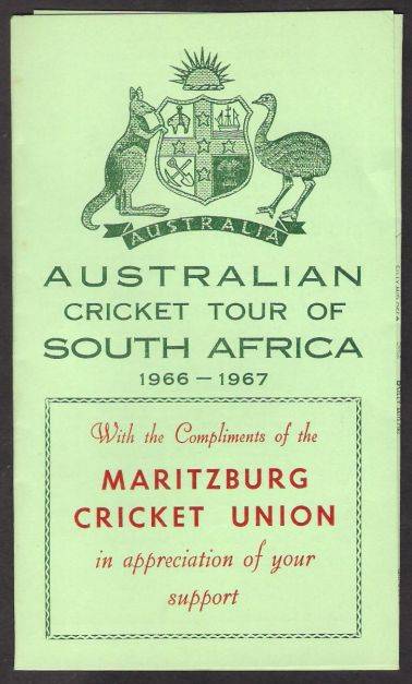 Other Cricket - 1966-67 AUSTRALIAN CRICKET TOUR OF SOUTH AFRICA ...