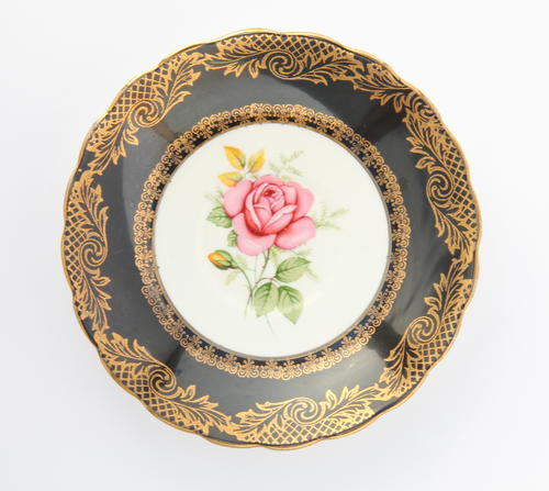Paragon black and gold with rose fine bone china tea trio - saucer