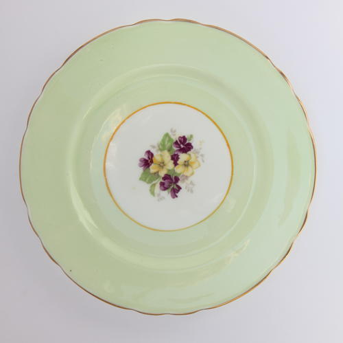 Aynsley green with violets fine bone china tea trio - cake plate