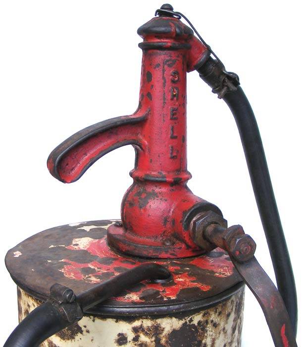 Road Vintage/Antique Shell Hand Crank Oil Pump Working Great