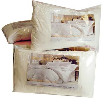 50% Duck Down and 100% Cotton King Size Duvet + 2 Feather Pillows