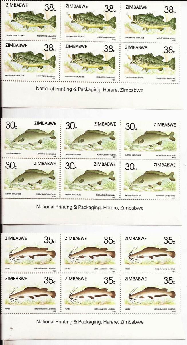 Zimbabwe, Rhodesia & Nyasaland - ZIMBABWE FISH SET OF 6 IN MNH IMPRINT ...