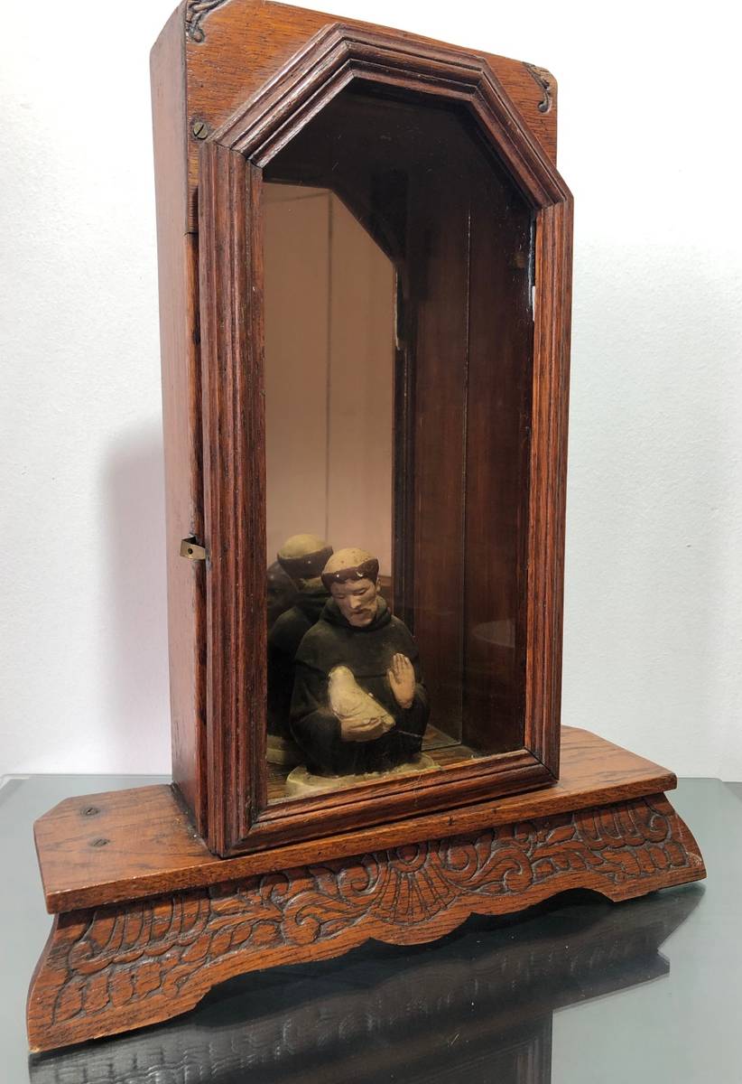Frames & Mirrors An Antique Carved Victorian Home Shrine with Glass and Mirror for sale in