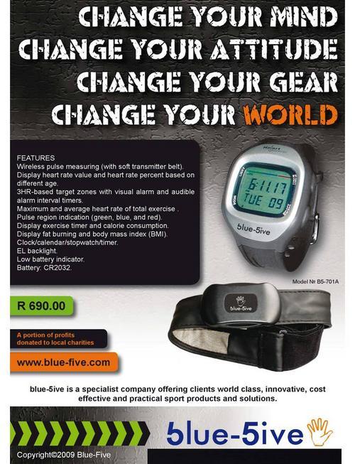 heart rate monitor watch with soft strap and transmitter