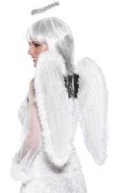 Adult angel wings with silver trim and halo