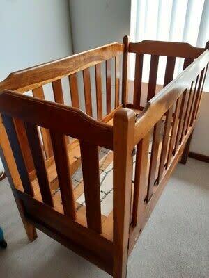 Dark best sale wood cot