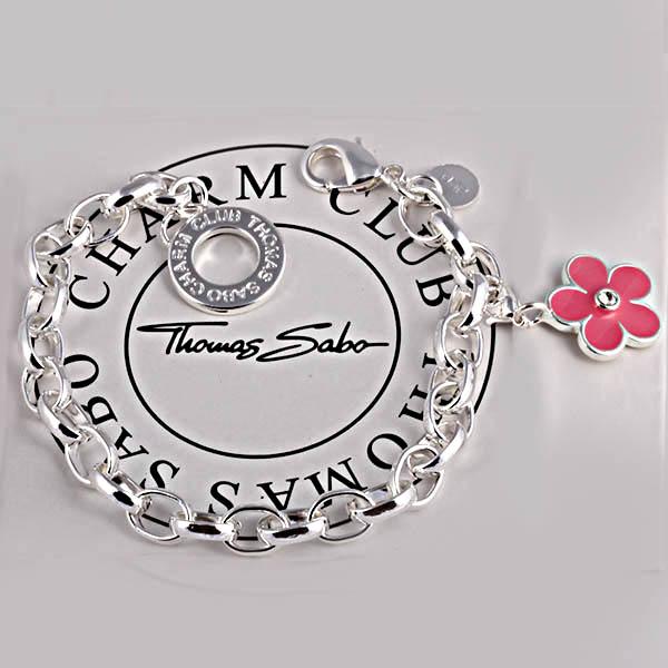 Designer's Silver Bracelet with a Crystal Flower Charm*imported