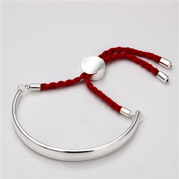 Designer's Silver Red Woven Lucky Bracelet *imported