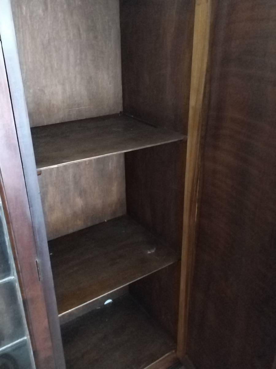 Imbuia Ball & Claw cupboard with two lead glass doors with