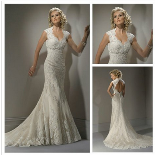 Wedding Dresses Ivory Lace Tulle Sexy Design Backless Wedding Gown Lace Wedding Dress With Cap 8983