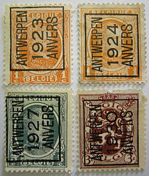 Belgium - Stamps Belgium Overprint Antwerpen / Anvers x 4 Different ...