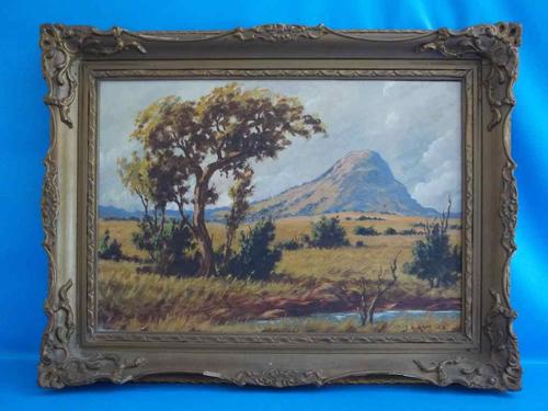 Beautiful J H Rabe, 1953 Oil Painting (Waterberg District) In A Gorgeous Vintage Frame - 63cm/49cm 