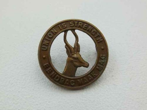 Union Is Strength/Eendrag Maak Mag Brass Springbok Badge - Diameter 2,6cm