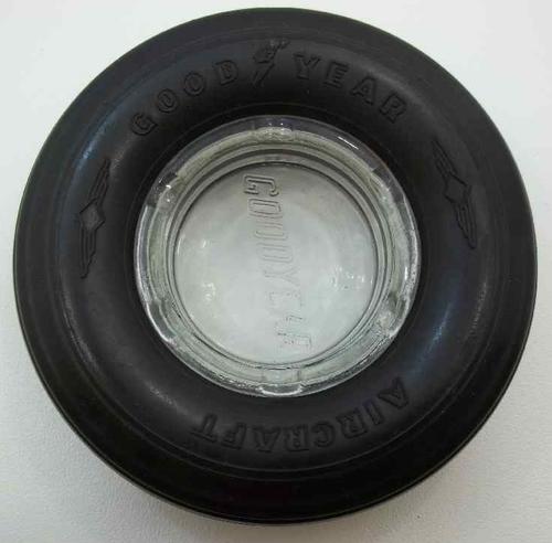 Vintage Good Year Aircraft Tyre Ashtray - Diameter 16cm, Height 4cm