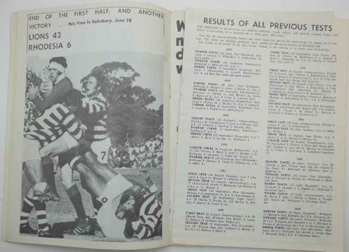 South Africa vs British Isles, Fourth Rugby Union Test Match, 27 July 1974, Ellis Park, Johannesburg Program