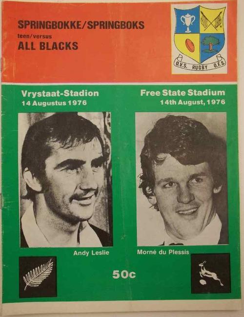 Springboks vs All Blacks, Free State Stadium, 14 August 1976 Program