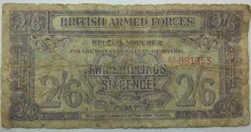 British Armed Forces Special Voucher Two Shillings Sixpence