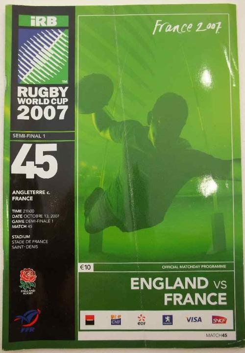 Rugby World Cup 2007 Programme: 45 Semi-Final 1: England vs France