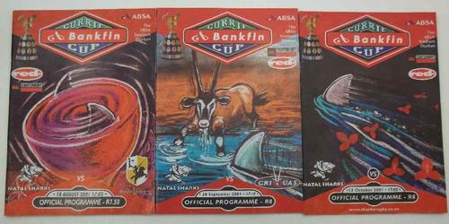 3X Bankfin Currie Cup Official Match Programmes - 18 August, 28 September, 13 October 2001