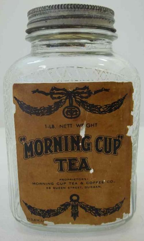 Beautiful Old Glass "Morning Cup Tea" Bottle - 17cm/9cm/10cm