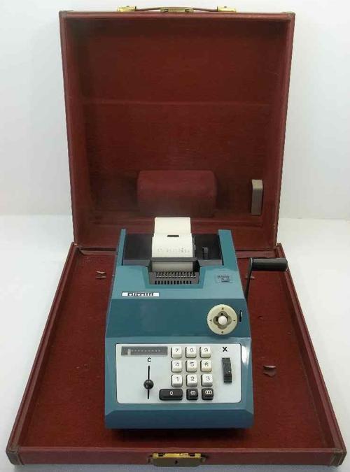 Highly Collectible Vintage Olivetti Manual Adding Machine/Calculator + Case ~ Stunning Condition