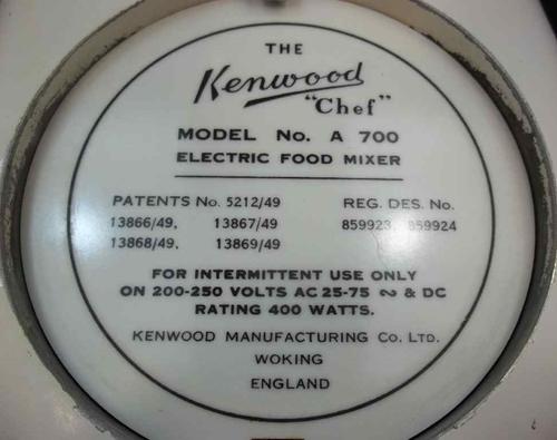 FANTASTIC RETRO COMPLETE 1950's KENWOOD CHEF 700A ~ 100% WORKING ORDER