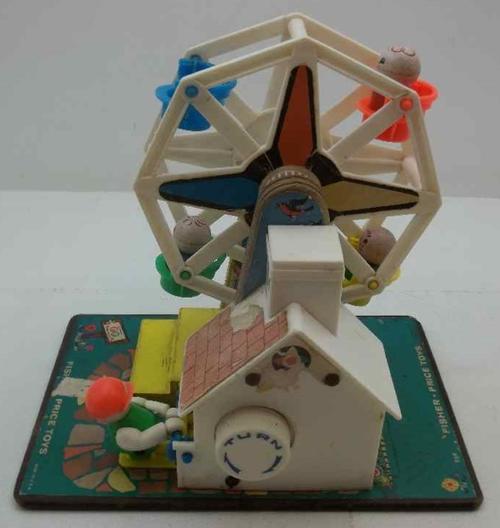 Vintage Fisher Price Toys 969 Musical Ferris Wheel, Working, One Figure Missing
