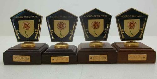 4X 1991 Enameled Noord-Transvaal Medallions On Wooden Bases - Height 8cm