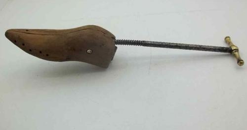 Beautiful Antique Shoe Stretcher With Unusual Brass Detail - Length As In Photo, 45cm