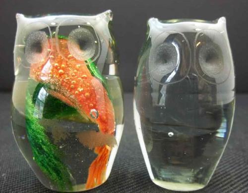 Handmade Ngwenya Glass, Kingdom Of Swaziland Owl Pair