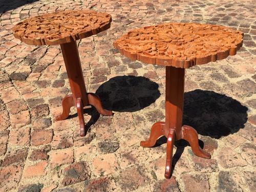 2 x Small Wood Side Table Stands