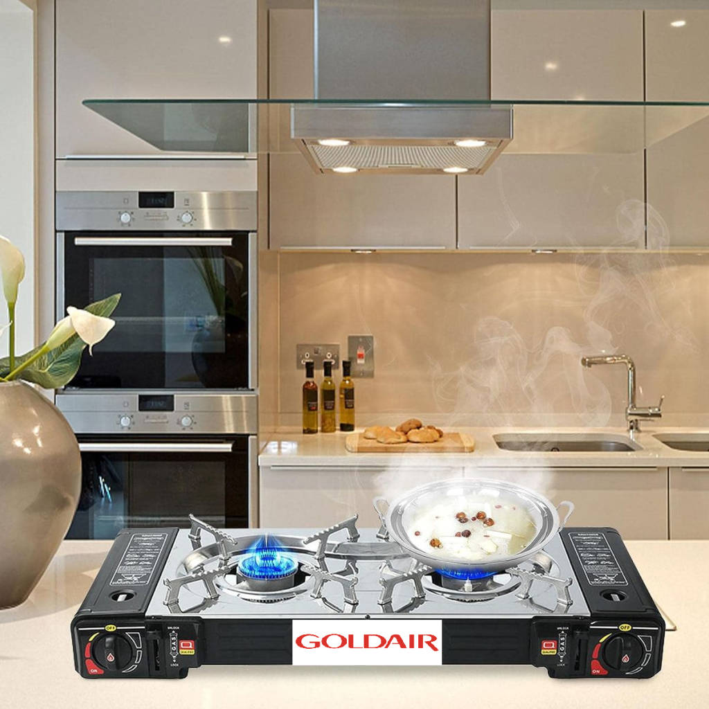 Stoves, Burners & Gas Cylinders Goldair 2 Burner Portable Camping Gas