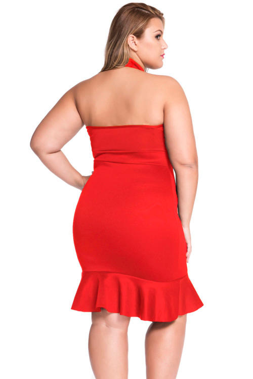 Download Formal Dresses - ***PLUS SIZE*** ELEGANT RED HALTER NECK ...